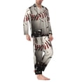 thumbnail image 2 of Fotbe Baseball Breaking Glass Pattern Long Sleeve Pajama Set for Men,Sleepwear Set,2-piece Loungewear Set,Soft PJs Comfy Nightwear with Pockets-Small, 2 of 7