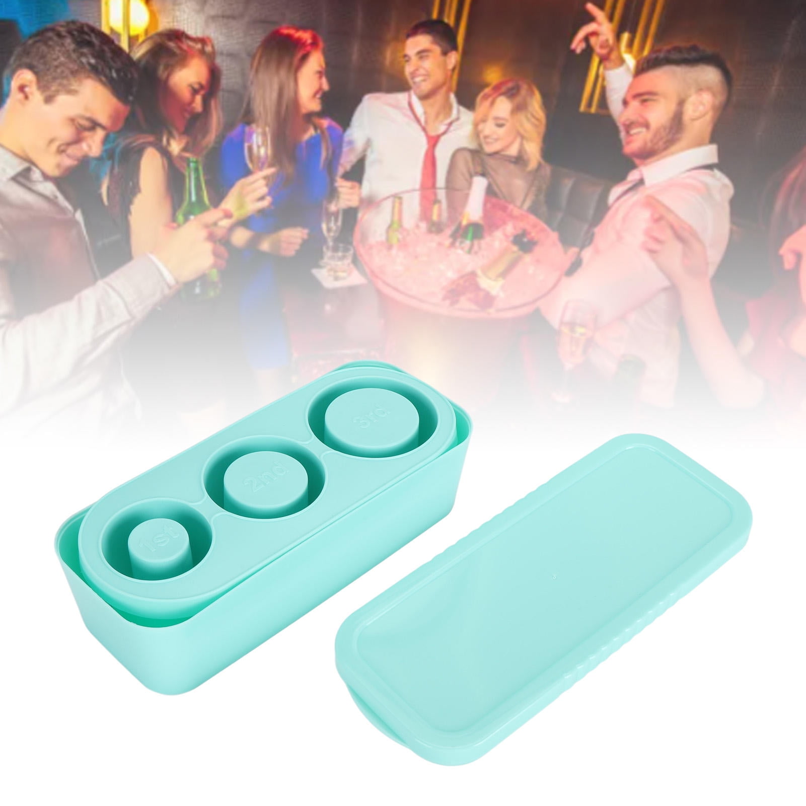 Suodoka Eco‑Friendly Silicone Ice Cube Tray – 3‑Size Cylindrical Cubes with Lid & Bin for Freezer, Coffee & Cocktail