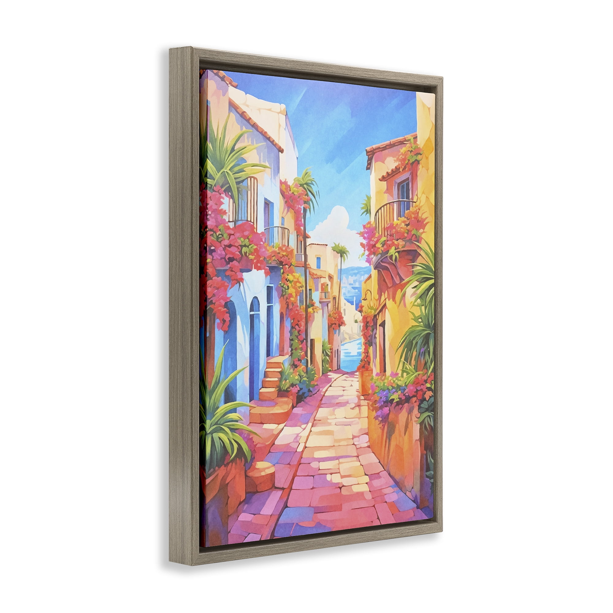 Stupell Industries Mediterranean Moments Scene Scenery Painting Brown Floater Framed Art Print Wall Art, 17 x 25