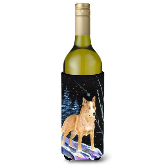 Carolines Treasures SS8407LITERK Starry Night Australian Cattle Dog Wine Bottle Hugger Wine Bottle multicolor