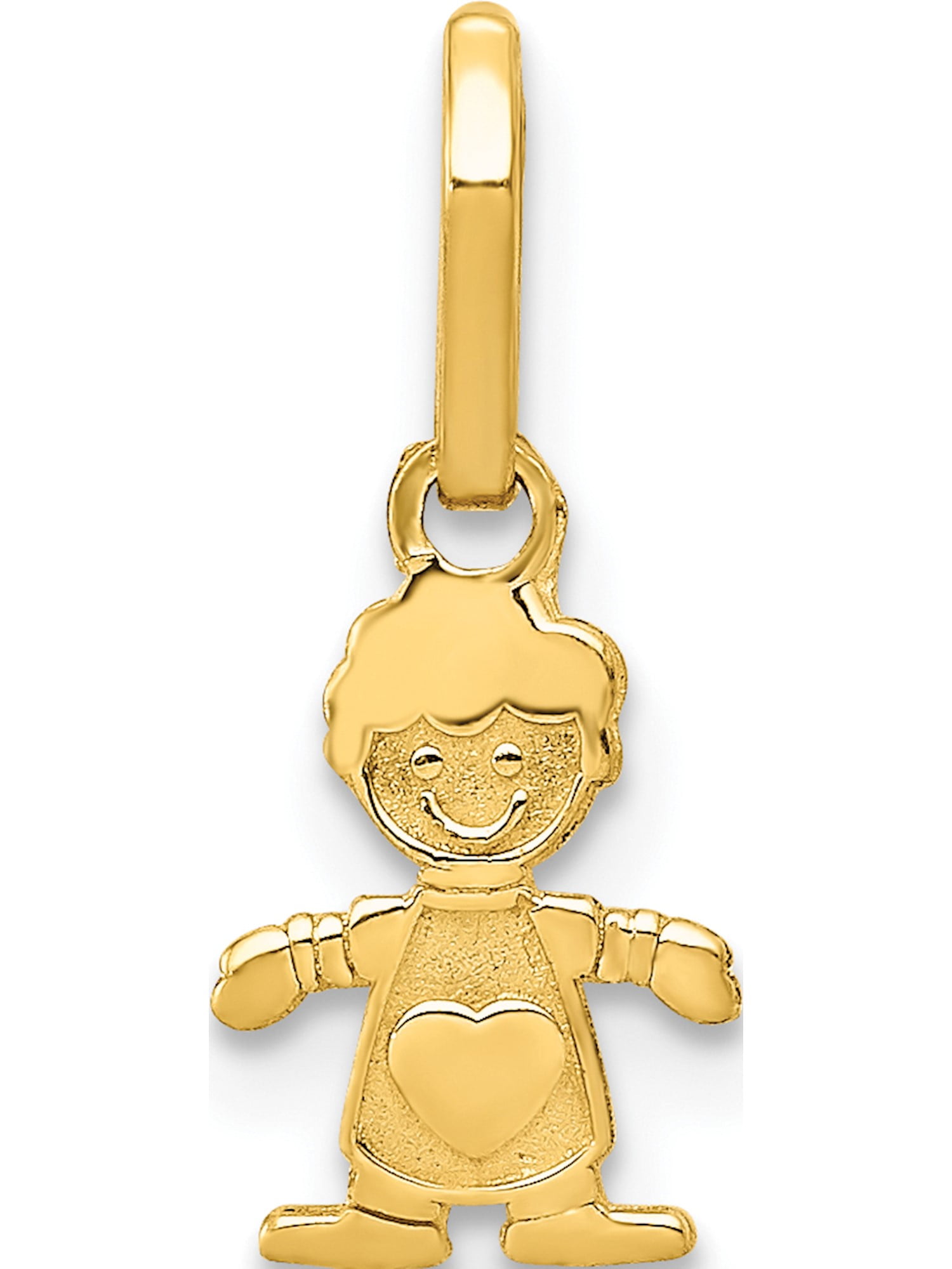 Designer 14K Yellow Gold Polished Little Boy Pendant Made In Mexico Jewelry By Sweet Pea