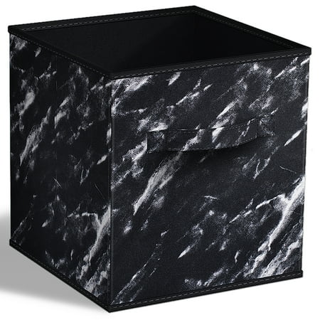 Sorbus Fabric Foldable Storage Cubes Organization Bins, Great for Home Organization, Living Room, Cube Storage Bins, for Closet, Nursery, Playroom, College Dorm, Marble Print Fabric, Black