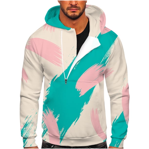 Sudadera para hombre Sudaderas de otoño Casual Sports Fitness Pullover Capucha Half-Zip Gradient Tie-Dye Print Odeerbi ODB-5