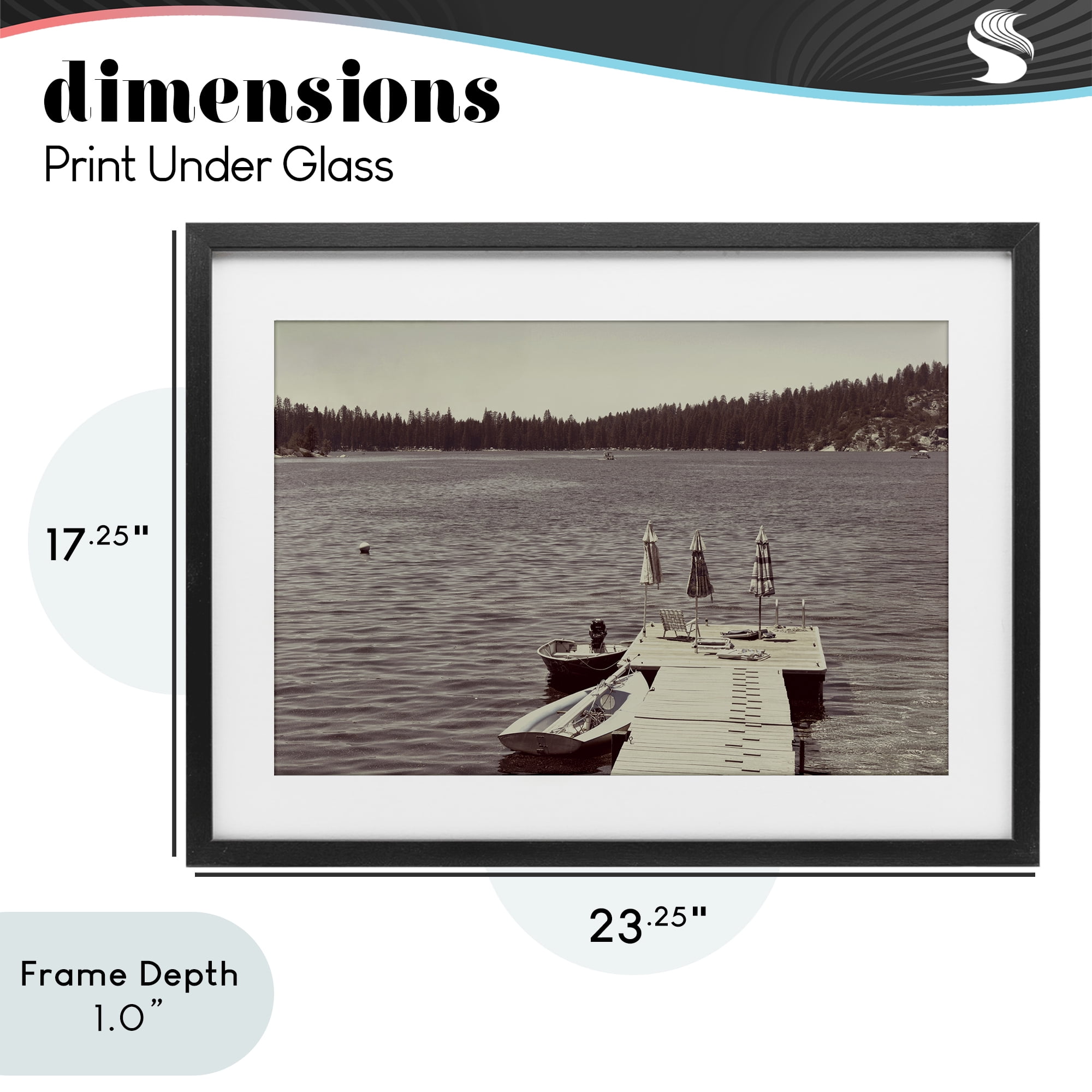 Stupell Industries Vintage Lake Life Dock Black Framed Print Under Glass, design by Gemma Bardot