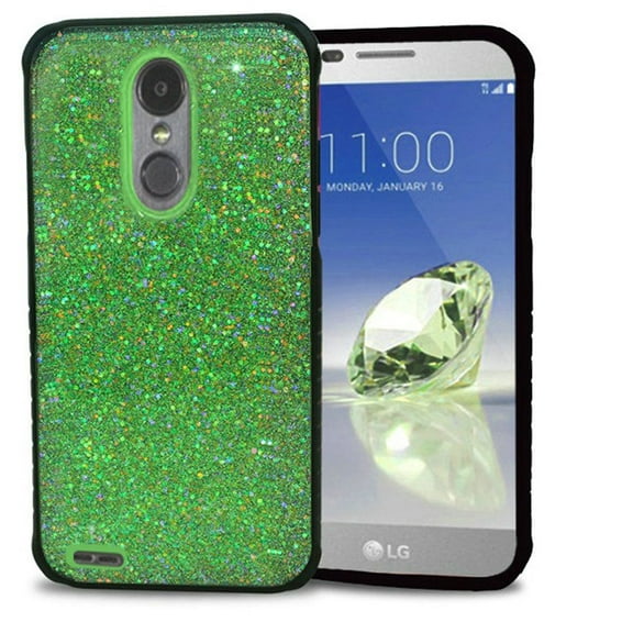 GSA Slim Solid Color Hybrid Glitter Case for LG Aristo 2/3/Tribute Dynasty/ Neon Green
