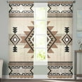 thumbnail image 3 of Brown Southwestern Semi Sheer Curtains 84 Inch Length 2 Panels Set, Boho Ethnic Geometric Farmhouse Sheer Kitchen Curtain Privacy Voile Window Curtain for Living Room Bedroom Rod Pocket Drapes, 3 of 7