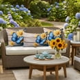 thumbnail image 6 of Outdoor Pillow Cover Yellow Flower Butterfly Set of 2 Waterproof Throw Pillowcases Retro Wood Grain Decorative Patio Furniture Pillows for Couch Garden Indoor & Outdoor Use, 6 of 9