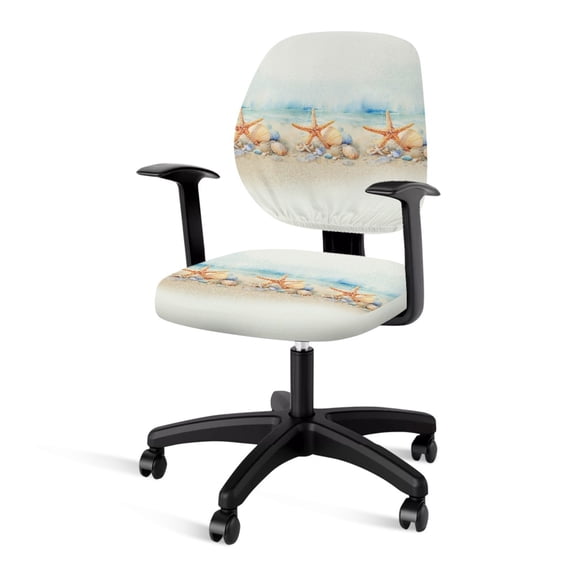 ZUXONGSY Beach Starfish Office Chair Cover 2 Packs Computer Office Chair Cover with Elastic Edge Polyester Chair Protector Cover Easy to Install Suitable for Home Desk Chair Decor