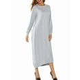thumbnail image 2 of Solid Color Zipper Abaya Muslim Dresses for Women Girls Pockets Islamic Prayer Clothes Grey S, 2 of 8