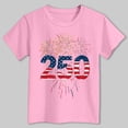 thumbnail image 4 of mgoYE 250th Anniversary USA Shirts Gifts for Girls 4th of July Shirt Girls Boys 250 Years American Anniversary Shirt American Flag Stars Fireworks Graphic Tee Tops(Pink,3-4 Years), 4 of 5