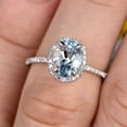 thumbnail image 5 of Oval Cut 1.50 carat Natural Blue Aquamarine White Gold Ring Engagement Ring Anniversary Gift On 10k White Gold Art Deco Halo, 5 of 6