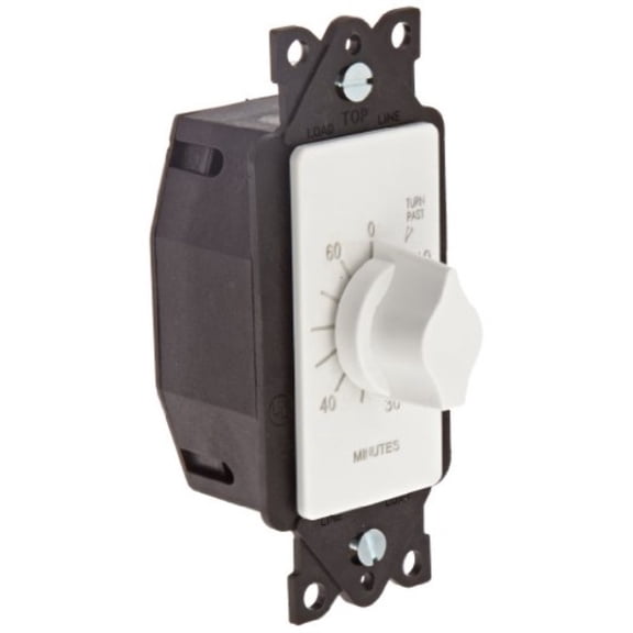 TORK A560MW Spring-Wound In-Wall Twist Timer with 60-Minute Length and White Faceplate, for Automatic Shutoff of Fans or Lights