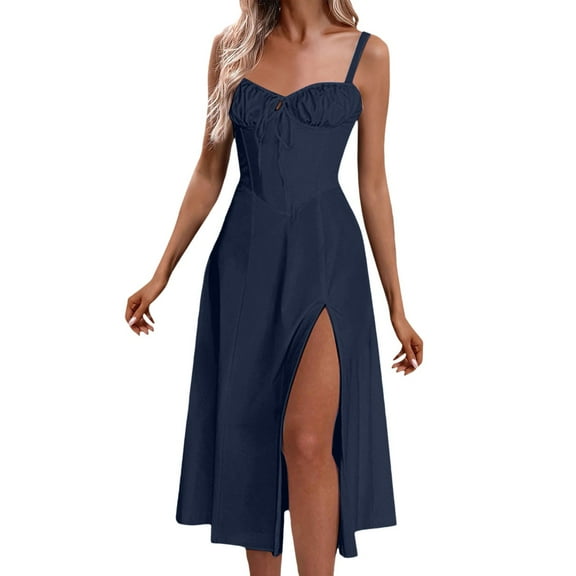 Afdoent Women Dress Female Sleeveless Sling Long Dress Summer Solid Color Backless A Line Bandage Dress Elegant