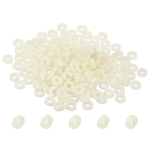 Uxcell 3.2mm ID x 7mm OD x 2mm L Round Spacers Washers, 200 Pack ABS Plastic Standoff Gaskets for M3 Screws, Beige