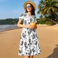 thumbnail image 4 of Balery Retro Rooster Vestidos sueltos de manga corta para mujer, vestidos de verano 2025, vestidos casuales de corte A con vuelo., 4 of 6