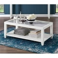 thumbnail image 2 of Cordero Wood and Glass Top White Coffee Table with Shelf Storage, 2 of 5