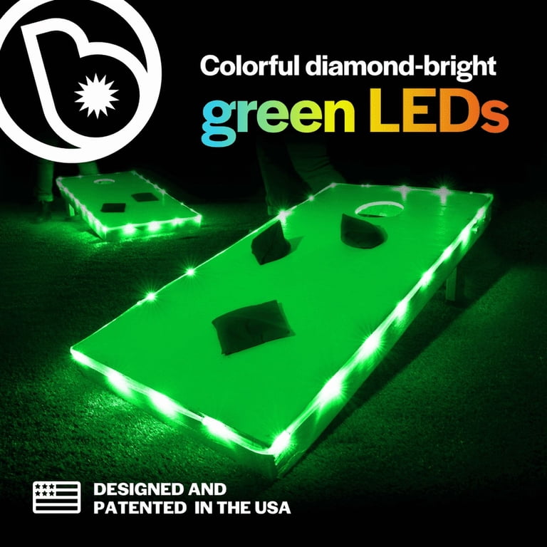 Brightz LED Cornhole Board Light Set, 2-Pack, Green, Lights Only