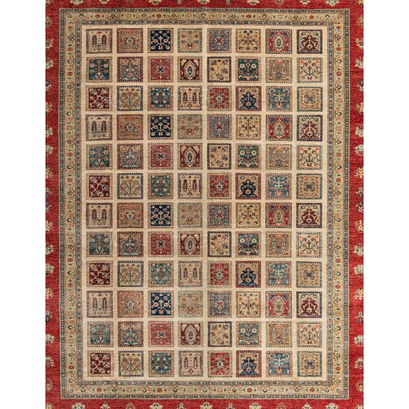 Ahgly Company Machine Washable Indoor Rectangle Abstract Brown Red Area Rugs, 5' x 7'