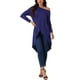thumbnail image 2 of INSPIRAR CHIC Blusa Casual de Una Sola Manga Larga Asimétrica con Dobladillo Irregular en Color Azul Marino, 2 of 5