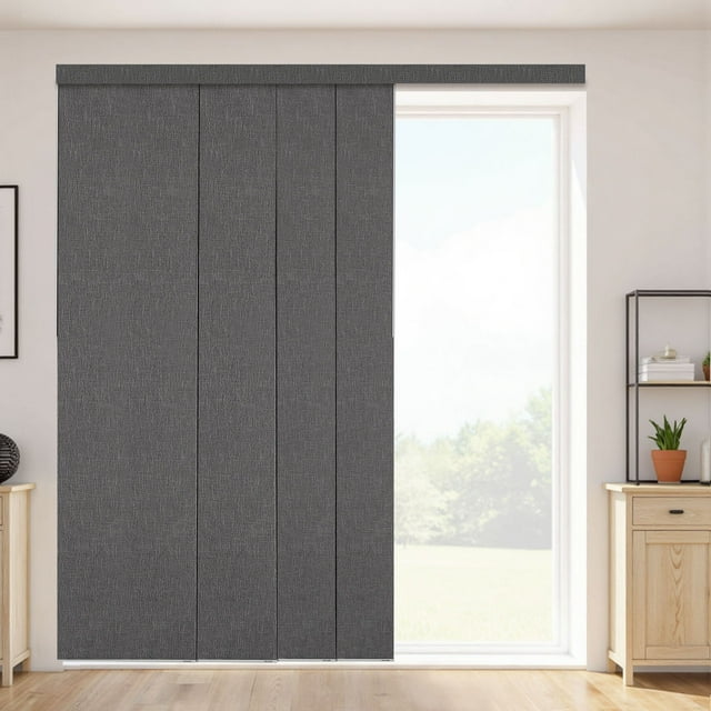 KFFKFF Panel Track Blinds, Extendable Track from 45.8 in to 86 in W, Trimmable Panel Curtains Up to 96 in H, Vertical Blackout Panel Blinds, Dark Gray