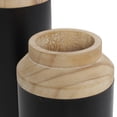 thumbnail image 4 of DecMode 12", 10"H Colorblock Black Wood Vase with Light Brown Wood Tops, Set of 2, 4 of 9