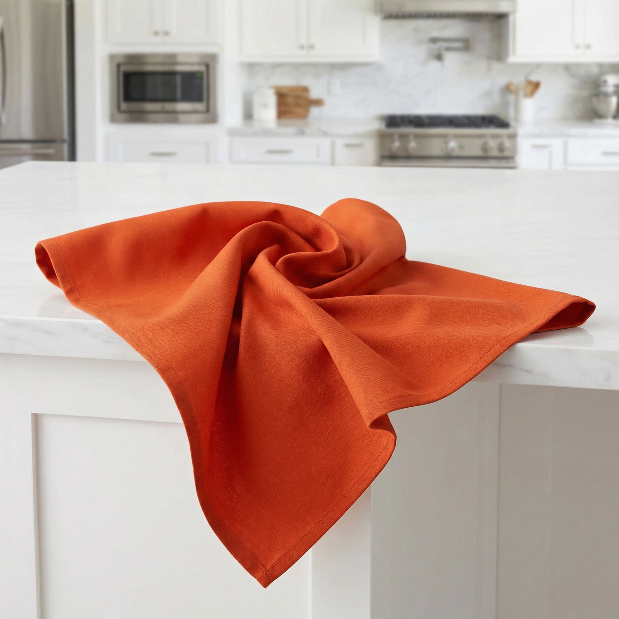 Unique Bargains 12Pcs Cotton Washable Reusable Events Cloth Napkins Orange 16x16inch