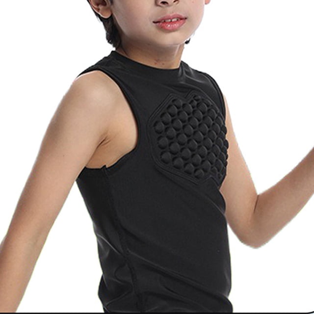 Youth Compression Shirt Vest, Anti Collision Baseball Chest Protector Shirt, Padded Rib Protector for Football Basketball