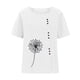 thumbnail image 4 of Mujeres Casual Algodón y Lino Top Impreso Manga Corta Botón Túnica Camiseta Blusa Tops Fridja  nalpqowj29393, 4 of 5