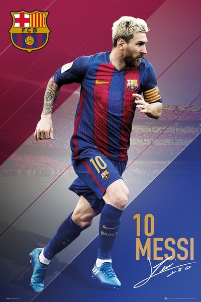 FC Barcelona - Soccer Poster / Print (Lionel Messi #10 - Blonde Hair -  2016/2017) (Size: 24