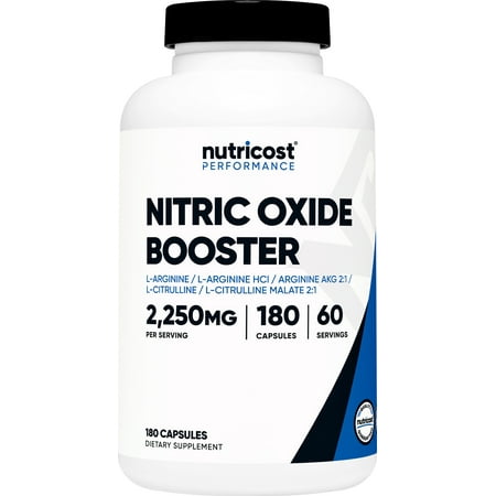 Nutricost Nitric Oxide Booster Capsules 750mg  180 Capsules  Supplement
