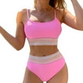 thumbnail image 2 of Traje de baño de 2 piezas para mujer, trajes de baño para mujer, traje de baño de mujer de cintura alta, color liso, panel, bikini colorido, traje de baño de color liso, sin espalda, con soporte de ac, 2 of 5