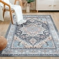 thumbnail image 2 of 3'x5' Area Rugs, Machine Washable Non Slip Area Rug for Kitchen, Soft Low Pile Vintage Print Pattern Indoor Bathroom Thin Carpet, Navy Blue, 2 of 5