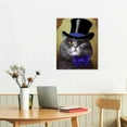 thumbnail image 2 of ONETECH Grey Cat With Blue Top Hat and Moustache Art Print Poster by Fab Funky 16\x20\, 2 of 4