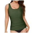 thumbnail image 3 of GEWSEY Tankini Tops for Women Swimwear Top Only Tummy Control Bathing Suit Top No Bottom Army Green, XL, 3 of 9