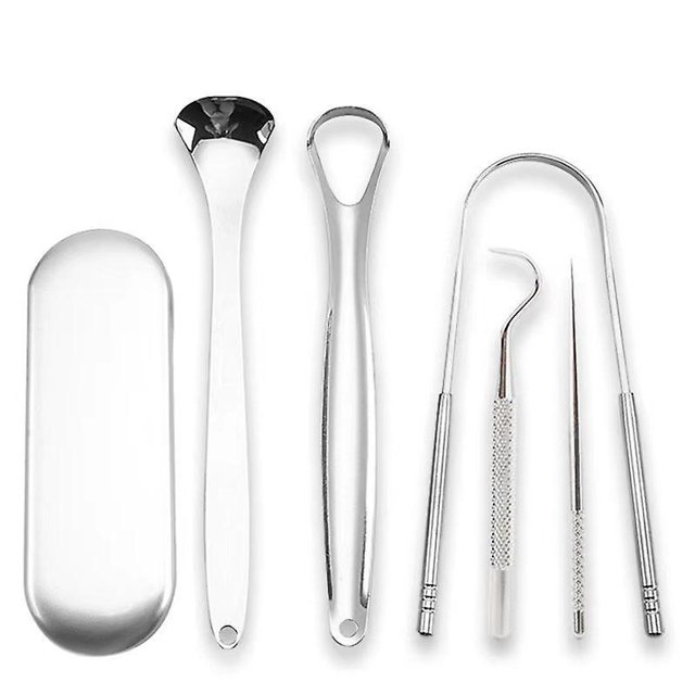 Limpiador Raspador De Lengua 5 Unidades Limpiador De Lengua Limpiadores De Lengua De Acero Inoxidable 1 Caja De Metal Resistente Al Cuidado De La Lengua Suave Y Ecológico Para El Cuidado