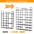 thumbnail image 5 of Moclever 9 Tiers 3 Rows Shoe Rack Organizer Metal Shoe Storage Shelf Free Standing 50-55 Pairs of Shoes Large Shoe Stand with 2 Hooks for Entryway Closet Bedroom, Black, 5 of 12