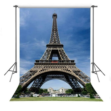 HelloDecor Polyster 5x7ft Eiffel Tower Photography Backdrop Paris Vacation Scene Background Studio Photo
