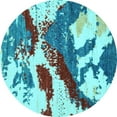 thumbnail image 1 of Ahgly Company Indoor Round Abstract Light Blue Modern Area Rugs, 4' Round, 1 of 4