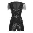 thumbnail image 3 of vastwit Women's Sleeveless Deep V Neck Sequin Romper Club Party Dance Jumpsuit One Piece Disco Outfit Black S, 3 of 6
