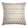 thumbnail image 1 of Grey and Yellow Throw Pillow Cushion Cover, Indian Bohemic Oriental Inspired Geometrical Floral Art Image, Decorative Square Accent Pillow Case, 24 X 24 Inches, Apricot Grey and White, by Ambesonne, 1 of 1