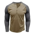 thumbnail image 2 of QUINDOS Mens Shirts,Mens Fall And Winter Fashion Casual Color Block Long Sleeve Round Neck Collar Loose Work Tee Shirts, 2 of 6