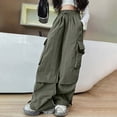 thumbnail image 6 of Ccpelsie Girls Streetwear Cargo Pants Spring Collection Baggy Wide Leg with Cargo Pockets and Adjustable Waist Comfort Fit Trousers(A01-AG,13-14 Years), 6 of 7