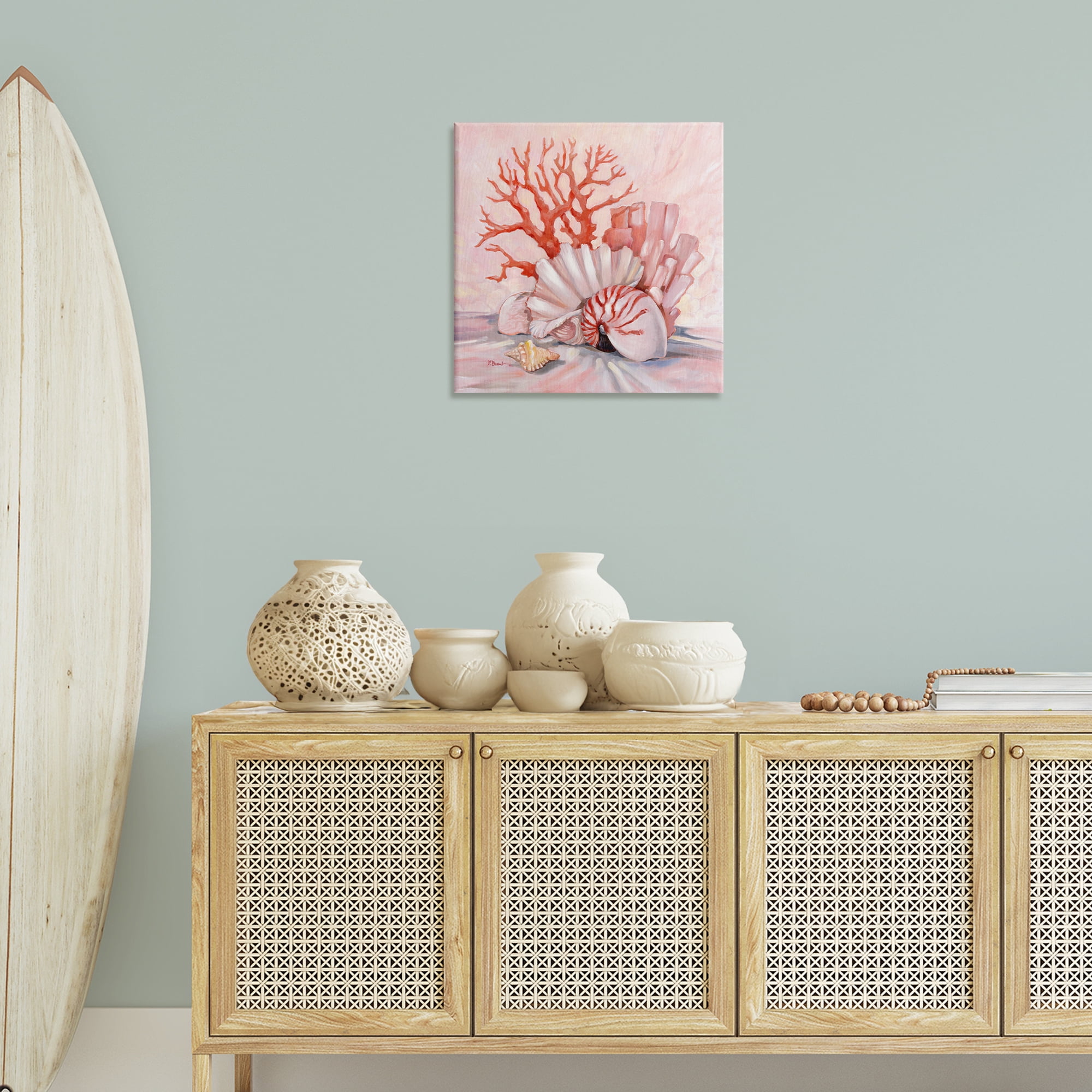 Stupell Industries Pink Coral Still Life Animals & Insects Painting Gallery Wrapped Canvas Art Print Wall Art, 24 x 24