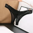 thumbnail image 2 of Womens Underwear Lace Open Cut Pearl Massage Hollow Low Waist Triangle G String Pants, 2 of 3