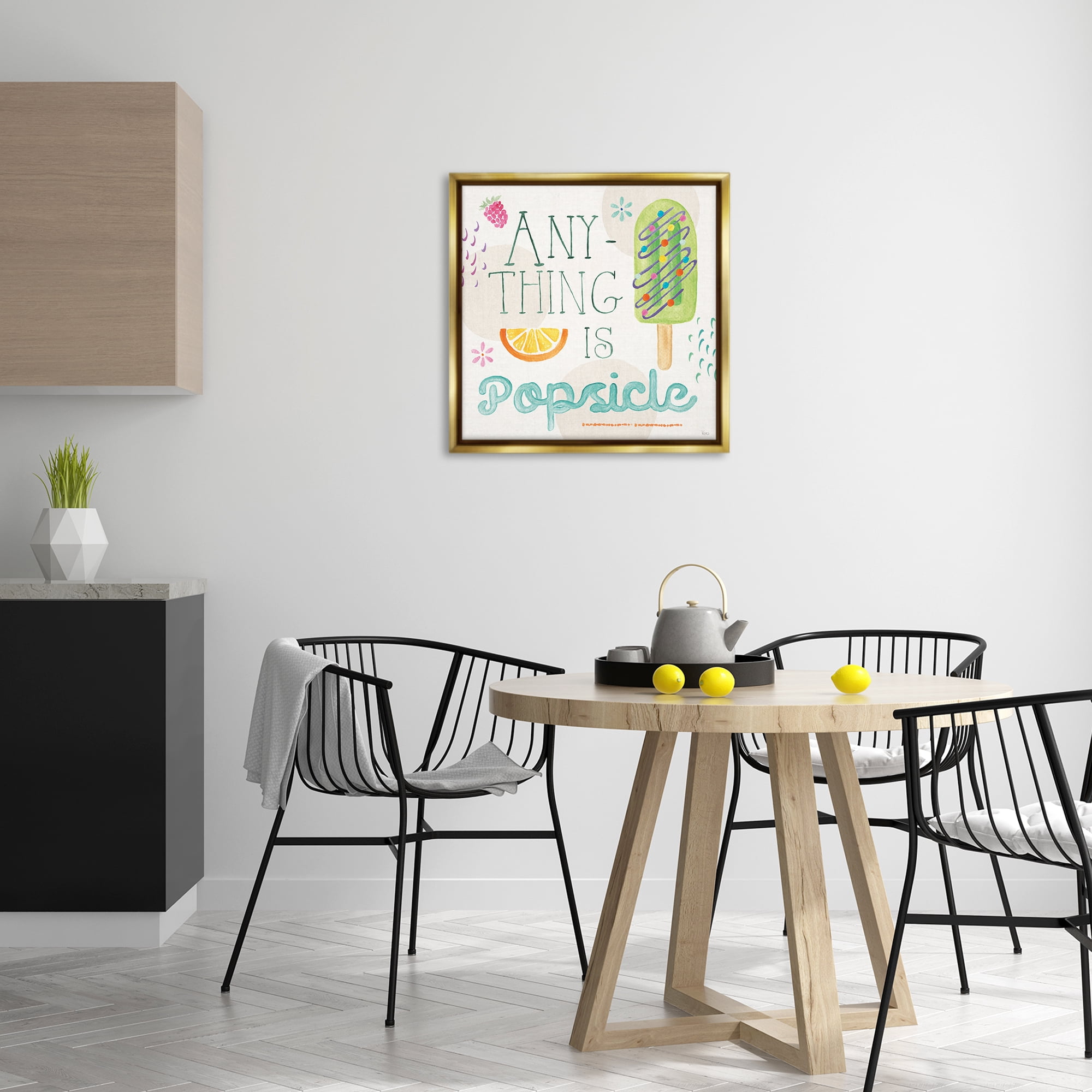 Stupell Industries Anything Is Popsicle Food & Beverage Painting Gold Floater Framed Canvas Art Print Wall Art, 25 x 25