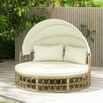 thumbnail image 1 of Costway Lit de Jour Rond pour Patio Extérieur avec Auvent Rétractable Coussins Doux pour Jardin Blanc, 1 of 10