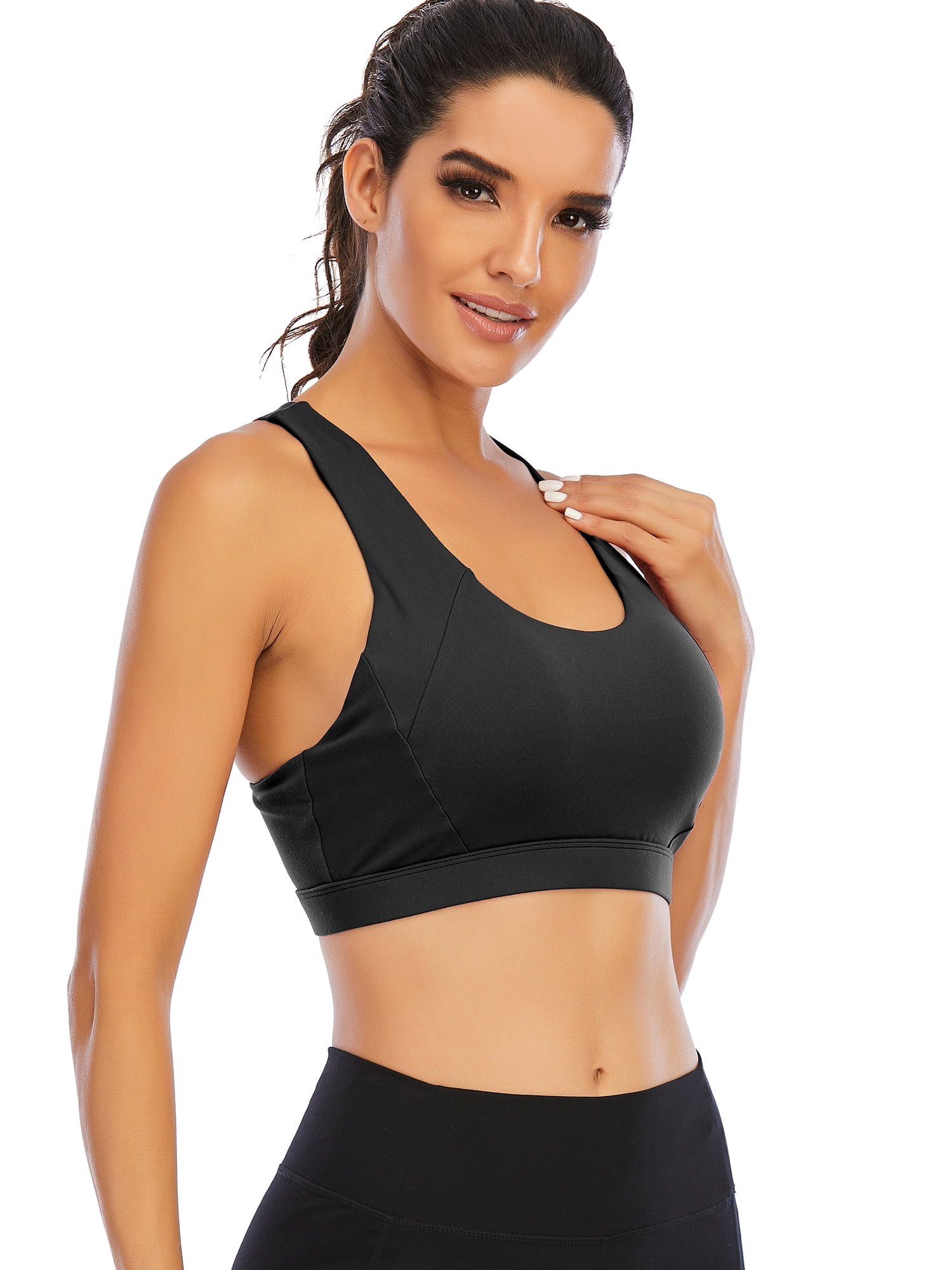 Racerback Sports Bras Padded Seamless Medium Support for Yoga Gym Workout  Fitness with Removable Cups - Walmart.com