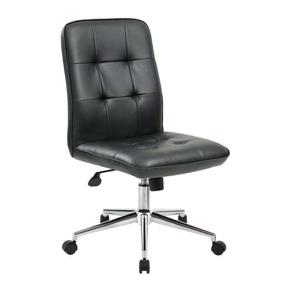 Boss Office Products Modern Faux Leather Tufted Ergonomic Office Swivel Chair, Black