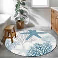 thumbnail image 4 of Starfish Coral Large Area Rugs for Bedroom Living Room, Soft Non Slip Carpet Bedside Rug, Coastal Ocean Seagrass Nautical Nature Round Floor Cover Kitchen Accent Rug 4' for Dining Room/Office, 4 of 9