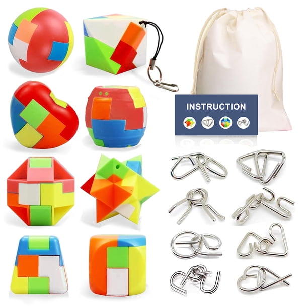 Rompecabezas Brain Teasers Yowlieu, paquete de 16 para niños y adultos